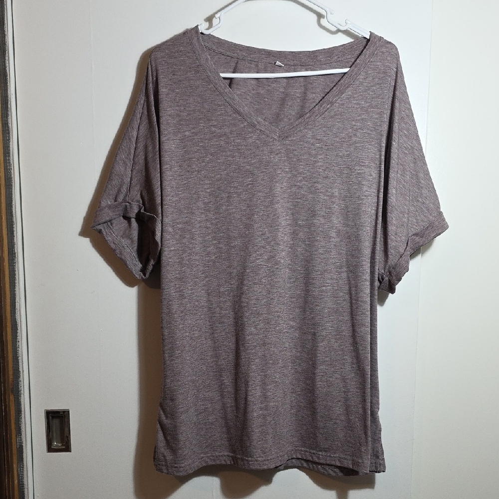 Casual V-Neck Women’s Top - Brown